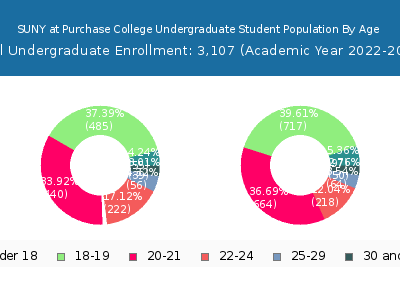 SUNY at Purchase College 2023 Undergraduate Enrollment Age Diversity Pie chart
