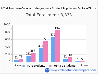 SUNY at Purchase College 2025 Undergraduate Enrollment by Gender and Race chart