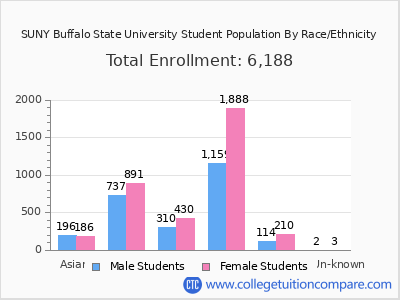 SUNY Buffalo State University 2025 Student Population by Gender and Race chart
