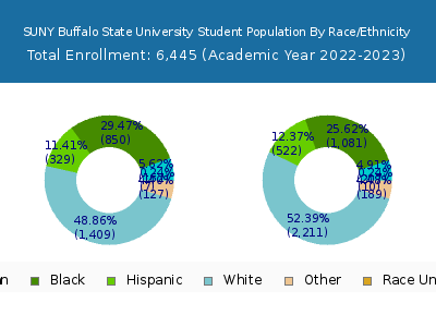 SUNY Buffalo State University 2023 Student Population by Gender and Race chart