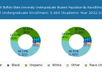 SUNY Buffalo State University 2023 Undergraduate Enrollment by Gender and Race chart