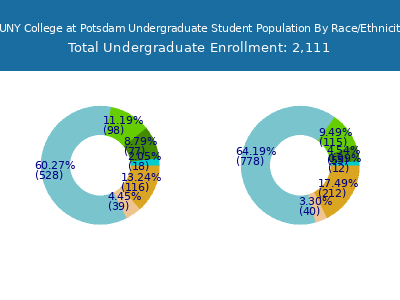 SUNY College at Potsdam 2025 Undergraduate Enrollment by Gender and Race chart