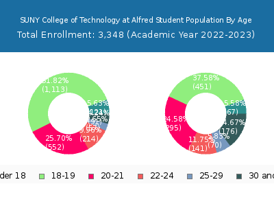 SUNY College of Technology at Alfred 2023 Student Population Age Diversity Pie chart