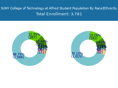 SUNY College of Technology at Alfred 2025 Student Population by Gender and Race chart