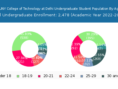 SUNY College of Technology at Delhi 2023 Undergraduate Enrollment Age Diversity Pie chart