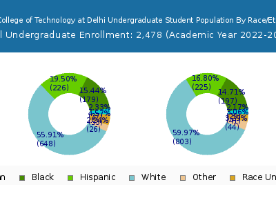 SUNY College of Technology at Delhi 2023 Undergraduate Enrollment by Gender and Race chart