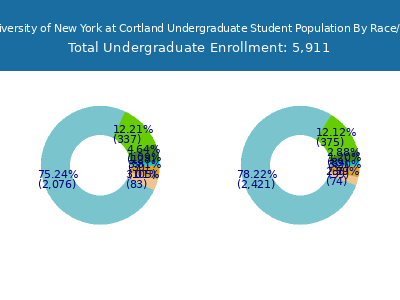 State University of New York at Cortland 2025 Undergraduate Enrollment by Gender and Race chart