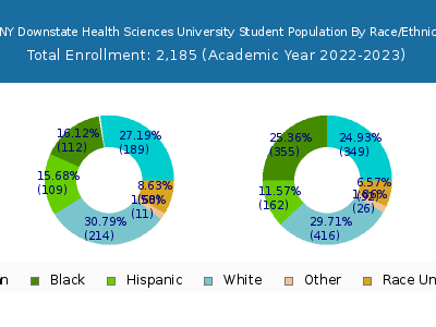 SUNY Downstate Health Sciences University 2023 Student Population by Gender and Race chart