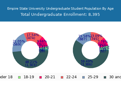 Empire State University 2025 Undergraduate Enrollment Age Diversity Pie chart
