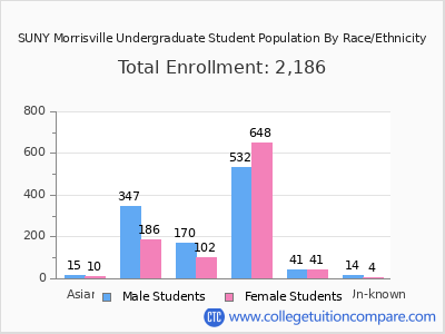 SUNY Morrisville 2025 Undergraduate Enrollment by Gender and Race chart