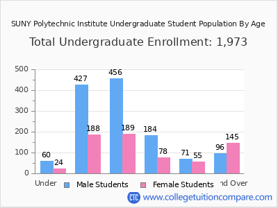 SUNY Polytechnic Institute 2025 Undergraduate Enrollment by Age chart