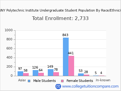 SUNY Polytechnic Institute 2025 Undergraduate Enrollment by Gender and Race chart
