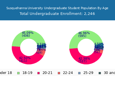 Susquehanna University 2024 Undergraduate Enrollment Age Diversity Pie chart