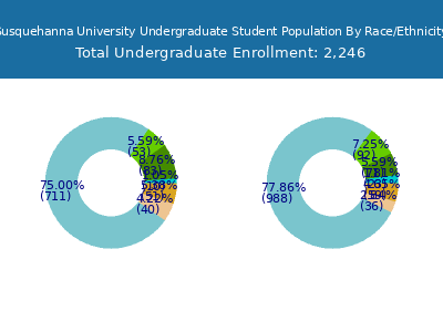 Susquehanna University 2025 Undergraduate Enrollment by Gender and Race chart