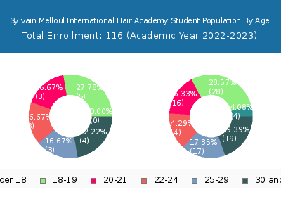 Sylvain Melloul International Hair Academy 2023 Student Population Age Diversity Pie chart
