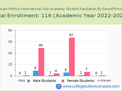 Sylvain Melloul International Hair Academy 2023 Student Population by Gender and Race chart