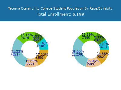 Tacoma Community College 2025 Student Population by Gender and Race chart