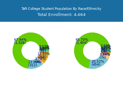Taft College 2025 Student Population by Gender and Race chart