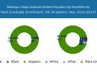 Talladega College 2023 Graduate Enrollment by Gender and Race chart