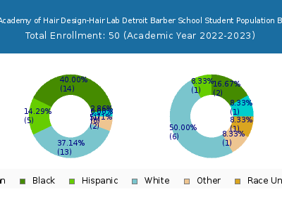 Taylor Andrews Academy of Hair Design-Hair Lab Detroit Barber School 2023 Student Population by Gender and Race chart