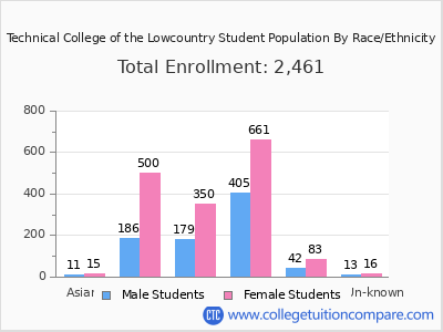 Technical College of the Lowcountry 2025 Student Population by Gender and Race chart