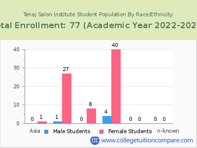 Tenaj Salon Institute 2023 Student Population by Gender and Race chart