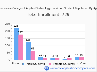 Tennessee College of Applied Technology-Harriman 2025 Student Population by Age chart