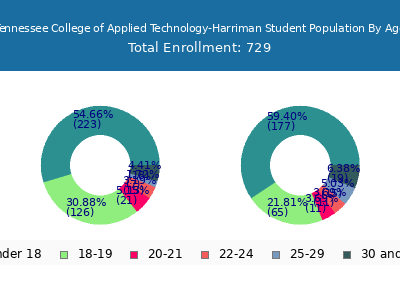 Tennessee College of Applied Technology-Harriman 2025 Student Population Age Diversity Pie chart