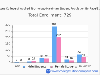Tennessee College of Applied Technology-Harriman 2025 Student Population by Gender and Race chart