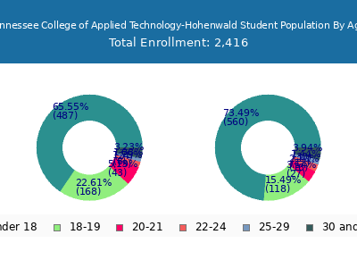 Tennessee College of Applied Technology-Hohenwald 2024 Student Population Age Diversity Pie chart