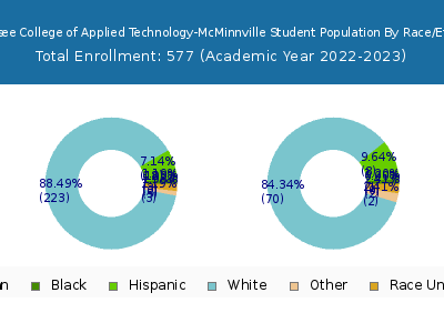 Tennessee College of Applied Technology-McMinnville 2023 Student Population by Gender and Race chart