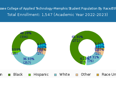Tennessee College of Applied Technology-Memphis 2023 Student Population by Gender and Race chart