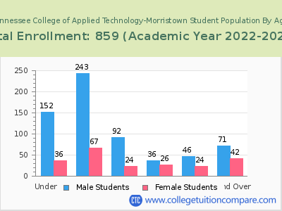 Tennessee College of Applied Technology-Morristown 2023 Student Population by Age chart