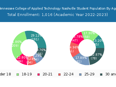 Tennessee College of Applied Technology Nashville 2023 Student Population Age Diversity Pie chart