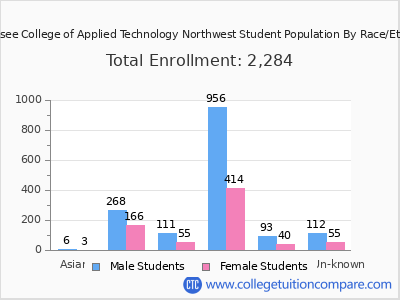 Tennessee College of Applied Technology Northwest 2025 Student Population by Gender and Race chart