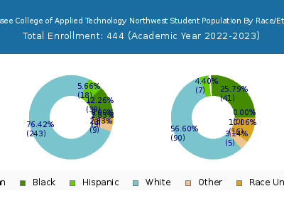 Tennessee College of Applied Technology Northwest 2023 Student Population by Gender and Race chart