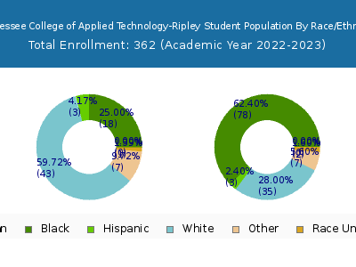 Tennessee College of Applied Technology-Ripley 2023 Student Population by Gender and Race chart