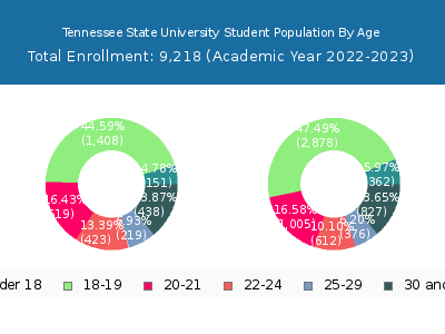 Tennessee State University 2023 Student Population Age Diversity Pie chart