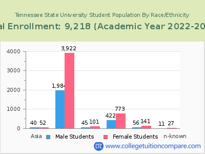 Tennessee State University 2023 Student Population by Gender and Race chart