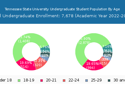 Tennessee State University 2023 Undergraduate Enrollment Age Diversity Pie chart