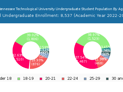 Tennessee Technological University 2023 Undergraduate Enrollment Age Diversity Pie chart