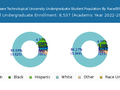 Tennessee Technological University 2023 Undergraduate Enrollment by Gender and Race chart