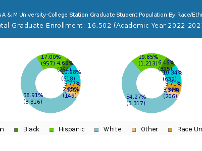 Texas A & M University-College Station 2023 Graduate Enrollment by Gender and Race chart