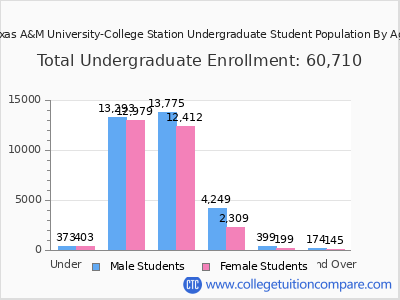 Texas A&M University-College Station 2025 Undergraduate Enrollment by Age chart