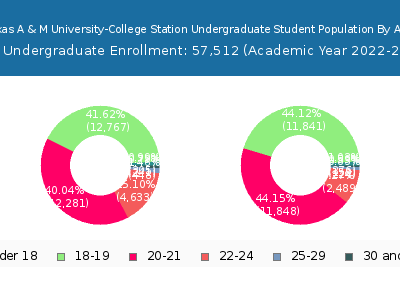Texas A & M University-College Station 2023 Undergraduate Enrollment Age Diversity Pie chart