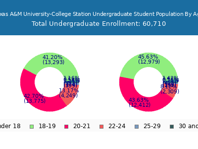 Texas A&M University-College Station 2025 Undergraduate Enrollment Age Diversity Pie chart