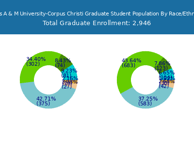 Texas A & M University-Corpus Christi 2025 Graduate Enrollment by Gender and Race chart