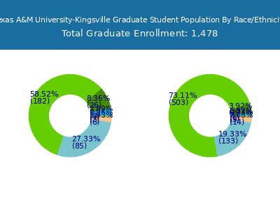 Texas A&M University-Kingsville 2025 Graduate Enrollment by Gender and Race chart