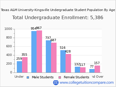 Texas A&M University-Kingsville 2025 Undergraduate Enrollment by Age chart