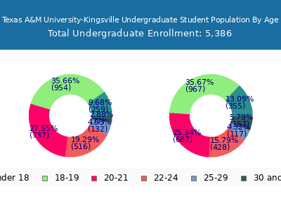 Texas A&M University-Kingsville 2025 Undergraduate Enrollment Age Diversity Pie chart